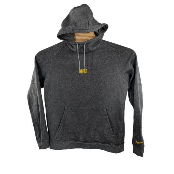 Nike VTG Y2K Team Barca Barcelona FC Swoosh Hoodie Gray L Embroidered Sweatshirt - Picture 1 of 13